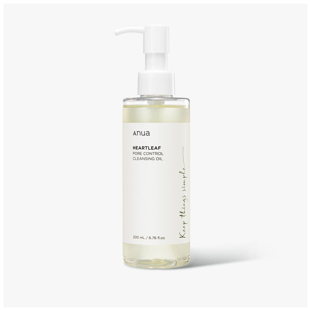 Anua Heartleaf Pore Control Cleansing Oil – Huile démaquillante non comédogène de 200 ml, enrichie en extrait de Houttuynia Cordata, pour un nettoyage en profondeur des pores et une peau apaisée.